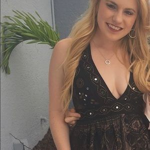 Free people gorgeous black v neck sequin dress